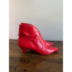 Tabitha Simmons Red Nixie 50 Leather Ankle Boots Size 39 1/2 Italy